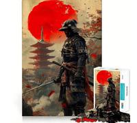 Puzzle giapponese Samurai Moon Rosso da 1000 pezzi per ragazzi, gioco di logica, divertente e silenzioso, taglio liscio, regalo perfetto (50x75cm)