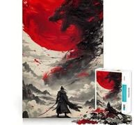 Puzzle giapponese Samurai Moon Rosso da 1000 pezzi per ragazzi, gioco di puzzle divertente e stimolante da collezionare (38x52cm)