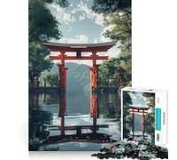 Puzzle giapponese Torii Gate da 1000 pezzi per adolescenti, ideale per rafforzare la memoria, per una vita tranquilla e serena, con bordi di qualità e un tocco di Babbo Natale 38x26cm