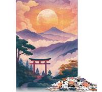 Puzzle giapponese "Tramonto sulla montagna" per adulti, 520 pezzi, interessante puzzle antistress per donne e uomini, 520 pezzi (52x38 cm)