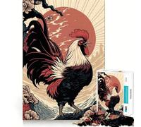 Puzzle giapponese Ukiyo-E con gallo per adolescenti, 1000 pezzi, gioco per allenare la mente, rilassante, artistico, da assemblare, (50x75cm)