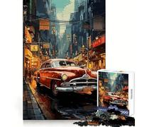 Puzzle giapponese vintage con auto d'epoca per ragazzi, 1000 pezzi, divertimento intellettuale, rilassante, taglio fine, regalo invernale (38x52cm)
