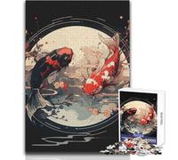 Puzzle giapponese Ying Yang Koi 1000 pezzi, divertente gioco per lo sviluppo cognitivo, speciale, regalo di festa, dimensioni 50x75cm