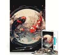 Puzzle giapponese Ying Yang Koi per adulti,1000 pezzi,gioco stimolante per la mente,taglio laser di alta qualità,rilassante,attività di gruppo al chiuso (50x75cm)