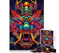 Puzzle giapponese Yokai al neon da 1000 pezzi per adulti, gioco di logica e rilassamento, bordi affilati, regalo di alta qualità (38x26cm)