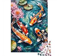 Puzzle giapponesi da 1000 pezzi per adulti con laghetto di koi e puzzle di carta, gioco educativo per famiglie, 38x26 cm/1000 pezzi
