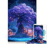 Puzzle "Giardino giapponese notturno con ciliegio" da 1000 pezzi per adulti, gioco cognitivo per momenti di condivisione, assemblaggio di modelli, idea regalo di Babbo Natale (38x52cm)