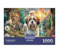 Puzzle Giardino Magico per Cani 1000 Pezzi in Carta Riciclata - Cane (Puffi & Percorso) Ideale per Decorazione e Relax, Gioco Educativo 52x38cm/1000pcs