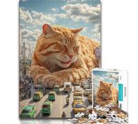 Puzzle gigante da 1000 pezzi a forma di gatto arancione per adulti e adolescenti, sfida difficile antistress, migliora l'amore tra coppie, 50x75cm