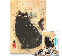 Puzzle gigante da 1000 pezzi con gatto Neko Yokai, gioco interattivo, allena la mente e la manualità, compleanno e Natale 38x52cm