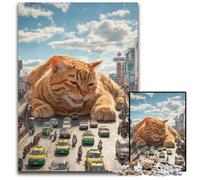 Puzzle gigante da 1000 pezzi per adolescenti, raffigurante un gatto arancione, in legno, per 14+ anni Difficile da completare ma divertente e umoristico, regalo di compleanno 50X75CM