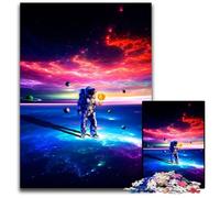 Puzzle gigante da 1000 pezzi per adulti,motivo: astronauta e pianeta,in legno,per adulti e adolescenti,per serate di giochi in famiglia,idea regalo stimolante per il cervello,19,68x29,52 pollici