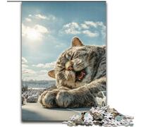 Puzzle gigante da 1000 pezzi raffigurante un gatto, attività divertenti per la famiglia a casa, regalo di compleanno, regalo da viaggio (50x75cm)