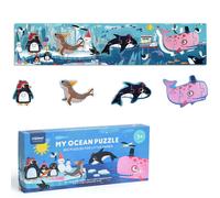 Puzzle Gigante Per Bambini 100Cm Lungo 28 Pezzi Animali Auto Mare Pesce