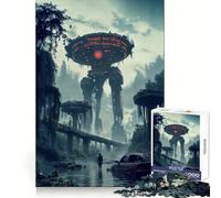 Puzzle gigante post-apocalittico con robot, 1000 pezzi, per adolescenti, gioco per allenare la mente, momento di relax, arte da assemblare, regalo stagionale (38x52cm)