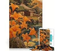 Puzzle Gigli Arancioni di A Japanese House, 1000 pezzi, per ragazzi, gioco di abilità mentale, divertimento rilassante, design da assemblare, (50x75cm)