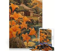 Puzzle Gigli Arancioni di A Japanese House, 1000 pezzi, per ragazzi, gioco di abilità mentale, divertimento rilassante, design da assemblare, (50x75cm)