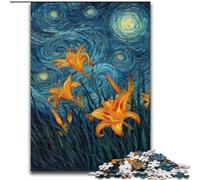 Puzzle "Gigli gialli nel cielo notturno" da 1000 pezzi per adolescenti, gioco stimolante e interazione tra genitori e figli (26x38cm)