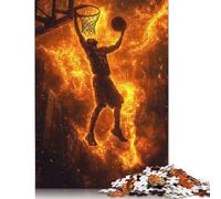 Puzzle Giocatore di Basket in Fiamme, Decorazione per la Casa Unica, Puzzle Premium in Cartone per Adulti e Adolescenti, 1000 Pezzi (26x38cm)
