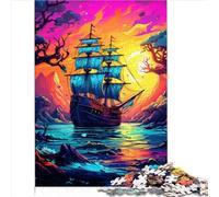 Puzzle Giochi educativi Nave Pirata Colorata Puzzle da 1000 Pezzi per Adulti Puzzle in Legno per Adulti Puzzle da 1000 Pezzi Giochi Educativi Antistress (50x75 cm)