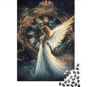 Puzzle Gioco Educativo Angelo con Orologio: Angelo con Ali Dorate tra Spirali per Adulti Adolescenti dai 12 Anni 70x50cm/1000 pezzi