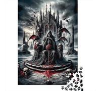 Puzzle Gioco Educativo Trono Oscuro Fantasy: Arte del Castello Gotico Oscuro per Adulti Adolescenti dai 12 Anni 38x26cm/1000 pezzi