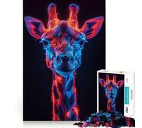 Puzzle giraffa al neon per ragazzi, 1000 pezzi, gioco di logica, divertimento per tutta la famiglia, taglio di precisione, (50x75cm)