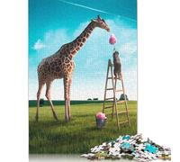 Puzzle Giraffa di Zucchero Filato per Famiglie, Giochi Sfidanti, Puzzle in Cartone Riciclato al 100% per Bambini Adulti, Regalo di Compleanno 1000 Pezzi (26x38cm)