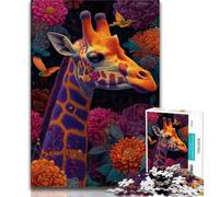 Puzzle Giraffa Fiore per Adolescenti 1000, Aiuta il Cervello ad Esercitare Giocattoli Coinvolgenti per Coltivare la Pazienza Un'Opera d'Arte (75x50cm)