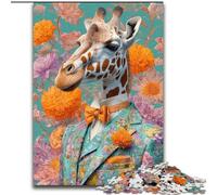 Puzzle Giraffa in Completo per Adolescenti da 1000 Pezzi, Antistress, Vacanza a Casa, Uccidere il Tempo, Interazione Genitori-Figli (dimensioni 26x38cm)