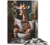 Puzzle Giraffa nel WC per adolescenti Puzzle da 1000 pezzi, giochi divertenti Ogni pezzo è unico - Gioco divertente e stimolante per tutta la famiglia (38x26cm)