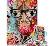 Puzzle Giraffe Graffiti per adulti 1000 pezzi, aiuta il cervello ad allenare i giocattoli avvincenti per coltivare la pazienza, un'opera d'arte (38x26cm)