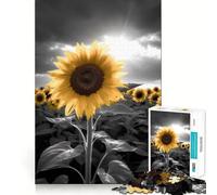 Puzzle Girasole Bianco e Nero da 1000 pezzi per adolescenti, ideale per migliorare la memoria, rilassarsi e concentrarsi su un'opera d'arte di alta qualità 50x75cm