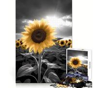Puzzle Girasole Bianco e Nero da 1000 pezzi per adolescenti, ideale per migliorare la memoria, rilassarsi e concentrarsi su un'opera d'arte di alta qualità 50x75cm