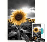 Puzzle Girasole Bianco e Nero da 1000 pezzi per adolescenti, ideale per migliorare la memoria, rilassarsi e divertirsi, con tagli netti e pezzi da collezione 38x52cm