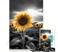 Puzzle Girasole Bianco e Nero da 1000 pezzi per adulti, gioco di logica e antistress, taglio preciso, regalo perfetto 38x26cm