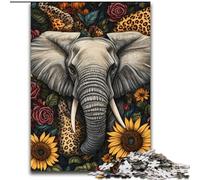 Puzzle Girasole Elefante 1000 pezzi per adulti e adolescenti, gioco stimolante, ideale come regalo per tutta la famiglia (50x75cm)