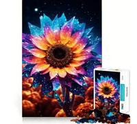 Puzzle Girasole Neon Cosmic Glow da 1000 pezzi per adulti, gioco di logica puro, divertimento rilassante, tagli netti, 38x26cm