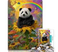 Puzzle Girasole Panda da 1000 pezzi per adolescenti, per ammazzare il tempo durante le vacanze a casa Ogni pezzo è unico Gioco divertente e stimolante per tutta la famiglia (38x26cm)