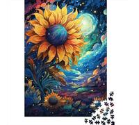 Puzzle Girasoli di notte Materiali ecologici Puzzle in cartone riciclato al 100% per bambini adulti Regalo di Natale 1000 pezzi (38x26 cm)