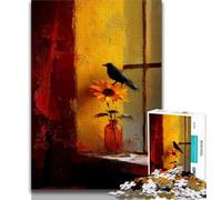 Puzzle Girasoli e Corvi per Adulti e Adolescenti 1000 Pezzi, Aiutano il Cervello a Esercitare i Giocattoli Coinvolgenti per Coltivare la Pazienza Interazione Genitori-Figli 38x26cm