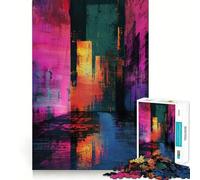 Puzzle Glitch Art dai colori vivaci,1000 pezzi,per adolescenti,stimola la mente,divertimento,zero spazi vuoti,incastro perfetto,piacevole svago per interni accoglienti (38x26cm)