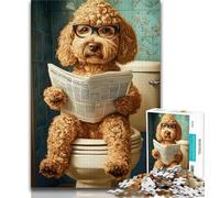 Puzzle Golden Doodle in The Toilet da 1000 pezzi per adolescenti, regalo, gioco stimolante e decorazione da parete per famiglie, regali unici per compleanno e Natale, 50x75cm