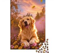 Puzzle Golden Retriever 1000 Pezzi Per Bambini E Adulti, Gioco Di Squadra, Difficile Sfida Puzzle Con Woods Flowers, Regalo Originale 70x50cm/1000pcs