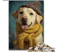 Puzzle Golden Retriever con cappello per adulti e adolescenti, per età 14+, gioco, decorazione da parete, regali unici per compleanno e Natale (50x75cm)