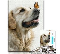 Puzzle Golden Retriever e farfalla per adolescenti, puzzle da 1000 pezzi, giocattolo educativo ideale come regalo per tutta la famiglia (75x50cm)