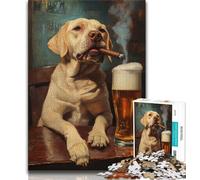 Puzzle Golden Retriever Fumante da 1000 pezzi per adulti, per ammazzare il tempo in vacanza Ogni pezzo è unico Gioco stimolante e divertente per tutta la famiglia (75x50cm)