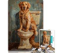 Puzzle Golden Retriever in bagno per adolescenti, 1000 pezzi, difficile da completare ma divertente e umoristico, regalo di compleanno, regali, decorazione da parete 38x26cm