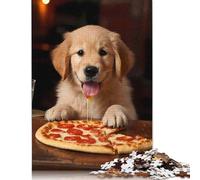 Puzzle Golden Retriever Pizza Pup da 1000 pezzi per adulti, puzzle in legno, gioco di sfida per l'esercizio mentale, regali, attività per famiglie, 1000 pezzi (75x50 cm)