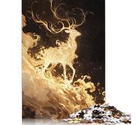 Puzzle Golden Stag da 1000 pezzi per adulti, puzzle in legno, gioco di sfida per l'esercizio mentale, regali di intrattenimento per adolescenti, attività per famiglie (75x50 cm)
